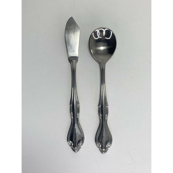 Leonard Silver EXETER, 29-Piece Stainless Glossy Flatware Set, Scroll Edge Korea - Picture 4 of 6